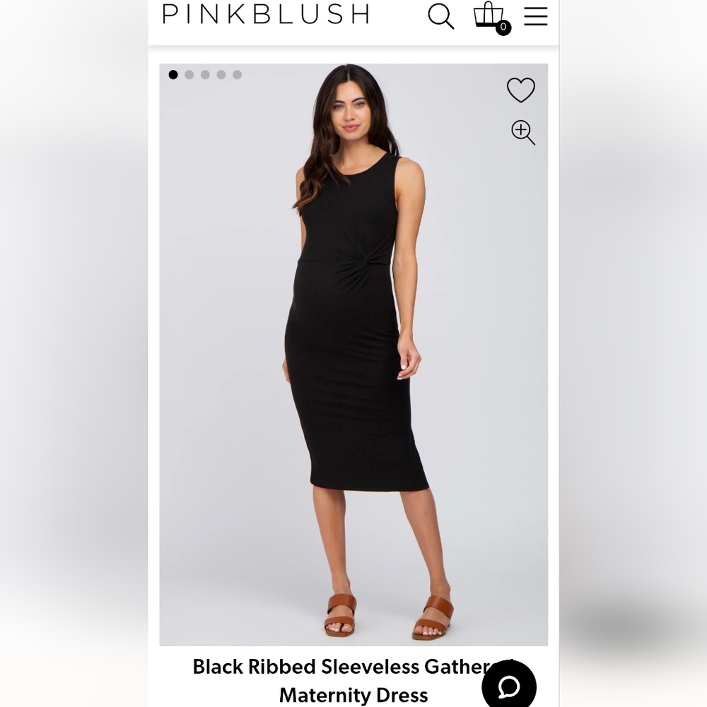 NWT Black Ribbed Sleeveless Gathered Maternity Dress
